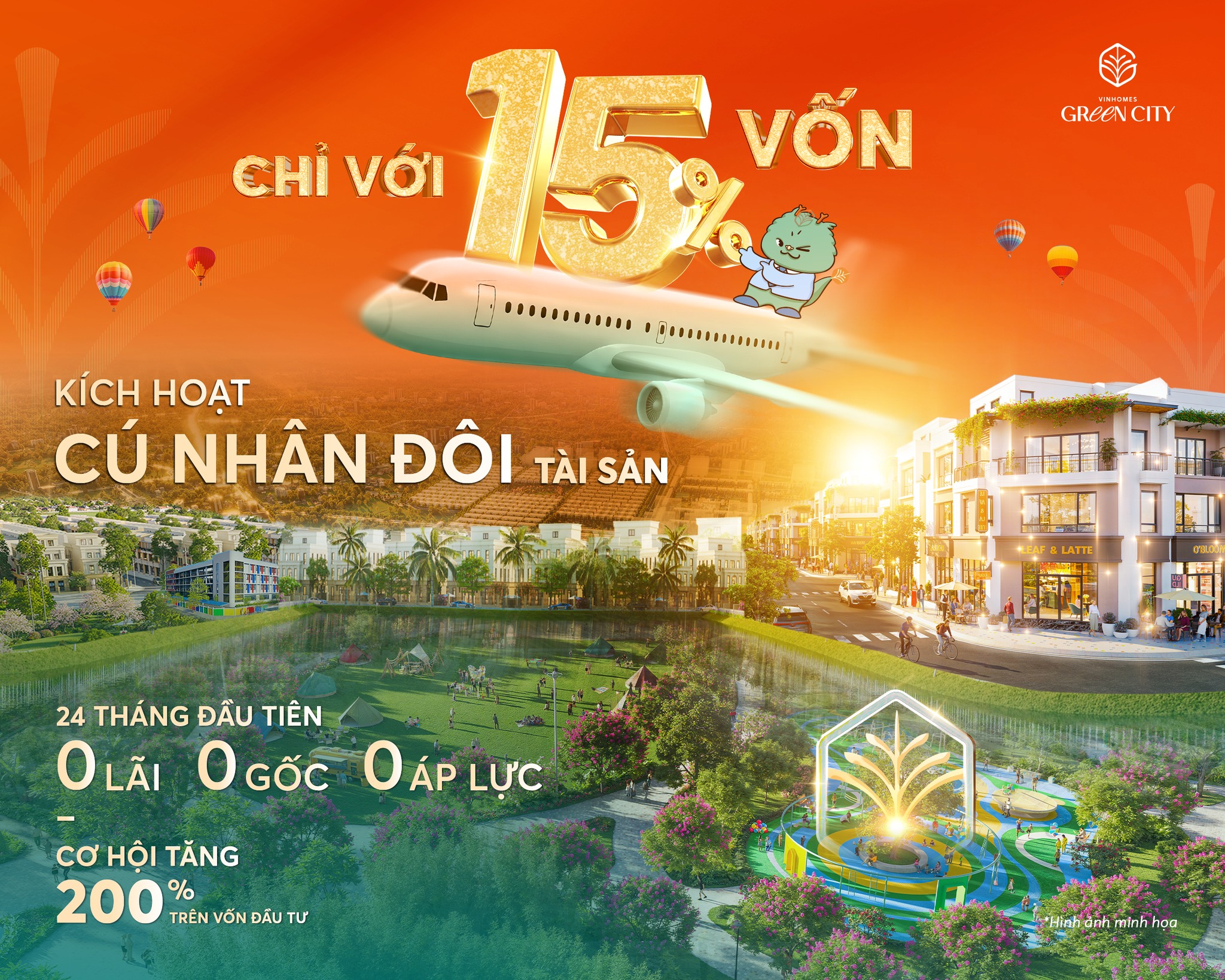 Với 15% vốn tự có hôm nay, khách hàng đã có thể sở hữu sản phẩm bất động sản Vinhomes Green City