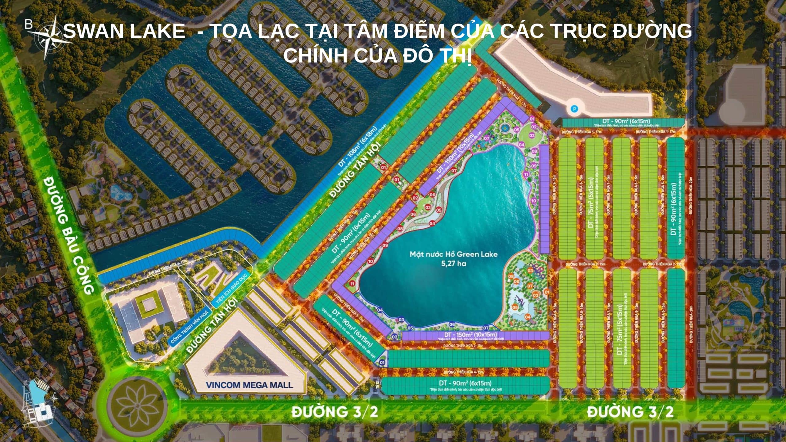 Vị trí của The Swan Lake Vinhomes Green City 